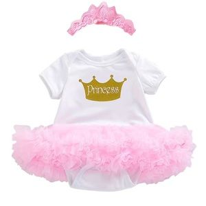 Pink 2 Pc TuTu Dress and Crown Headband Set